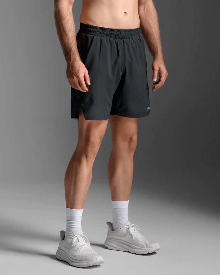 2XU Men's Aero 7 Inch Shorts - Black/Silver Reflective