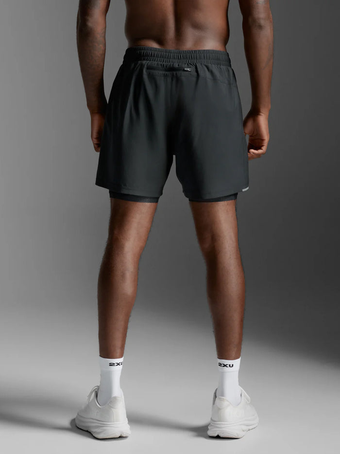 2XU Men's Aero Mesh 2-in-1 5 Inch Short - Black/Silver Reflective