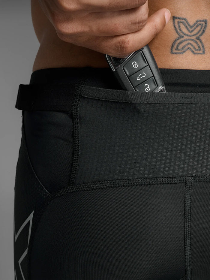 2XU Men's Aero Mesh Compression Shorts - Black/Silver Reflective
