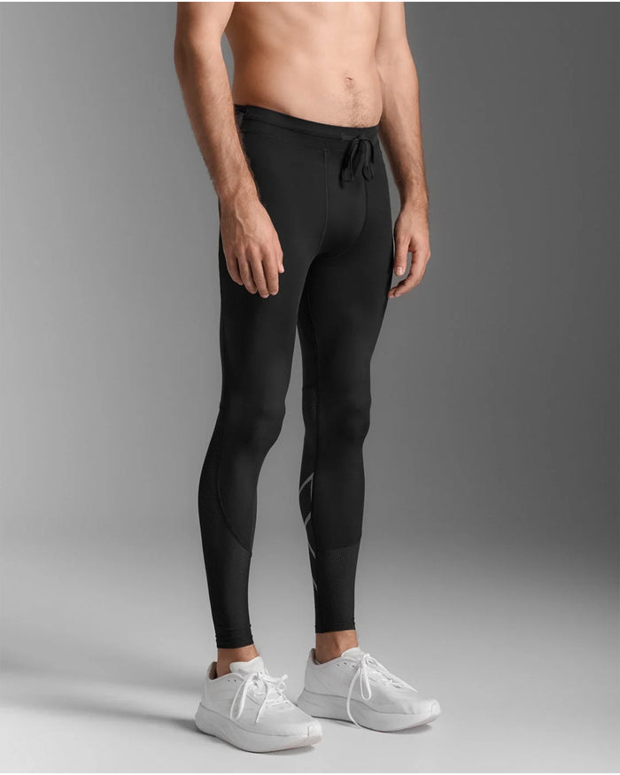 2XU Men's Aero Mesh Compression Tights - Black/Silver Reflective