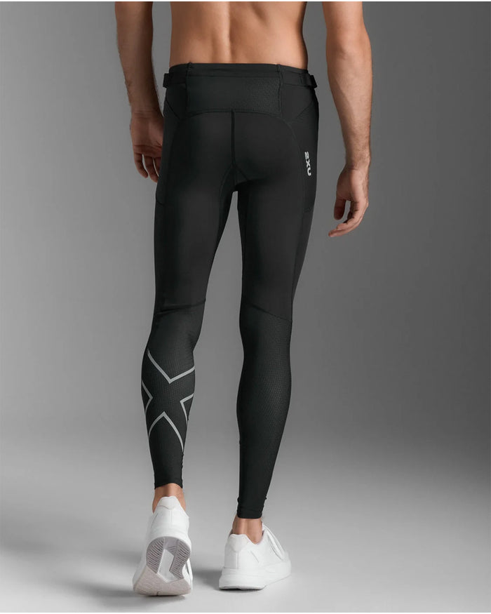 2XU Men's Aero Mesh Compression Tights - Black/Silver Reflective