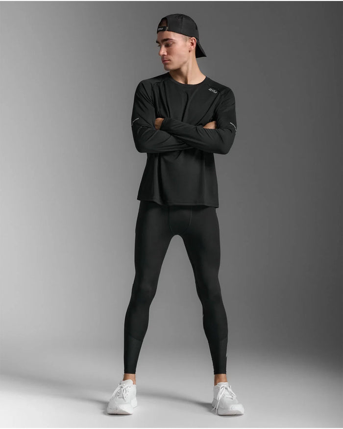2XU Men's Aero Mesh Compression Tights - Black/Silver Reflective