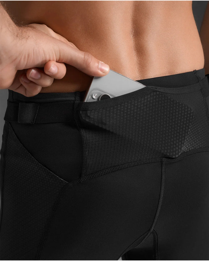 2XU Men's Aero Mesh Compression Tights - Black/Silver Reflective