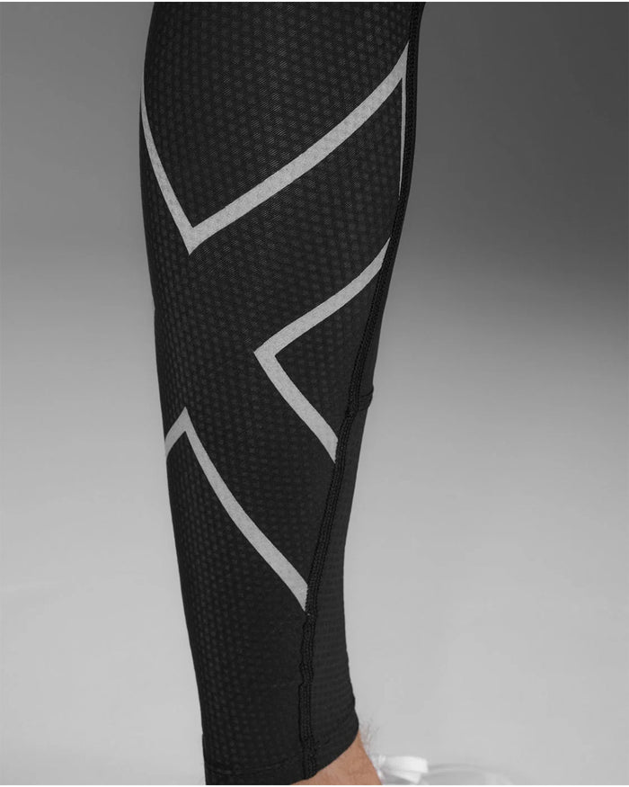 2XU Men's Aero Mesh Compression Tights - Black/Silver Reflective