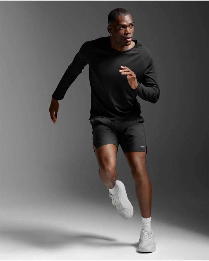 2XU Men's Aero Mesh Long Sleeve - Black/Silver Reflective