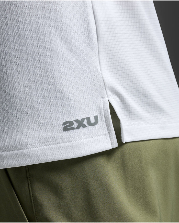 2XU Men's Aero Mesh Long Sleeve - White/Silver Reflective