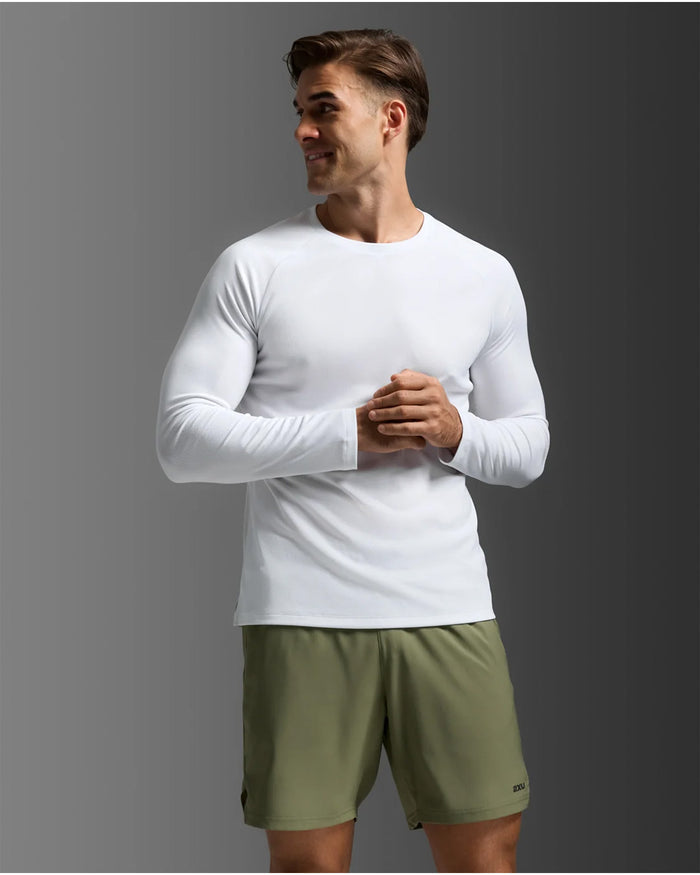 2XU Men's Aero Mesh Long Sleeve - White/Silver Reflective