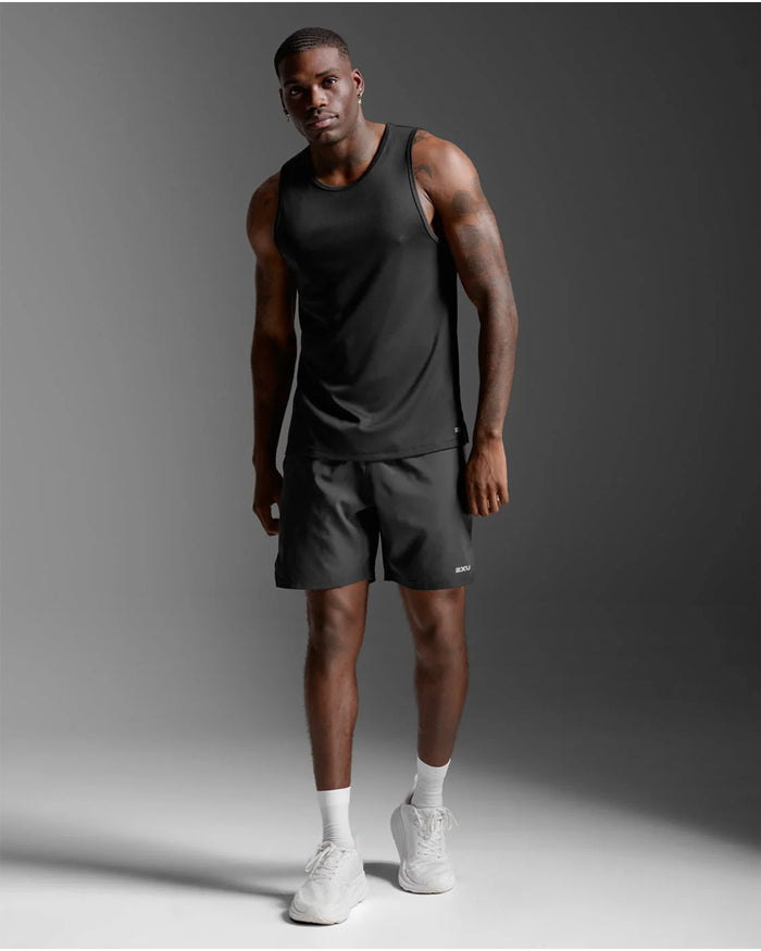 2XU Men's Aero Mesh Tank - Black/Silver Reflective