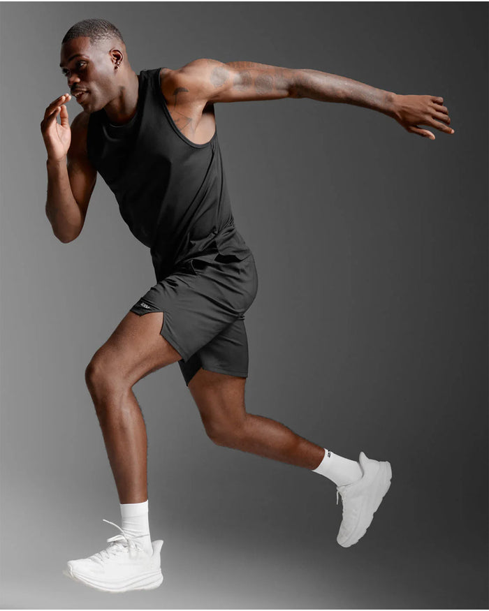 2XU Men's Aero Mesh Tank - Black/Silver Reflective