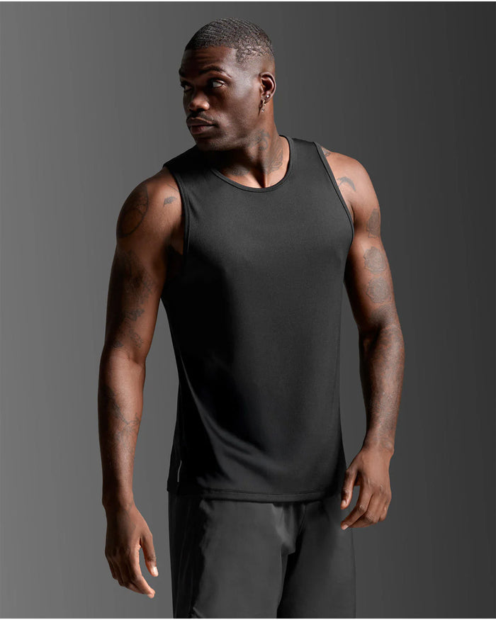 2XU Men's Aero Mesh Tank - Black/Silver Reflective