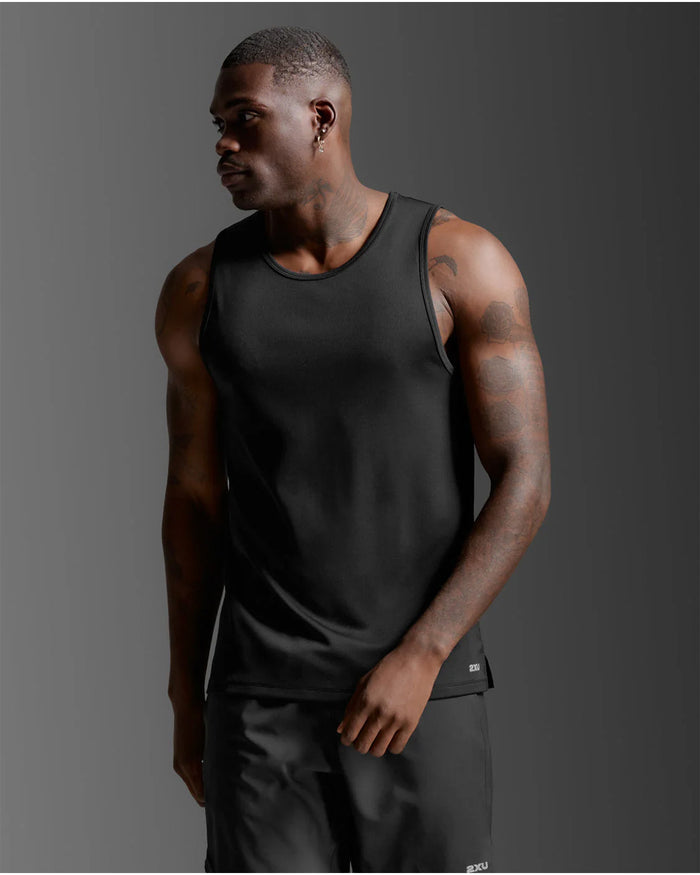 2XU Men's Aero Mesh Tank - Black/Silver Reflective