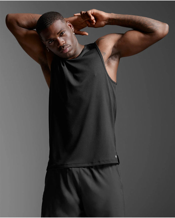 2XU Men's Aero Mesh Tank - Black/Silver Reflective
