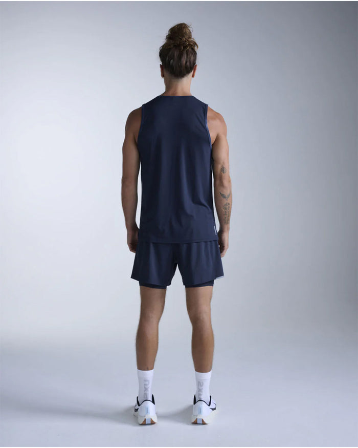 2XU Men's Aero Mesh Tank - Midnight Marble/Silver Reflective