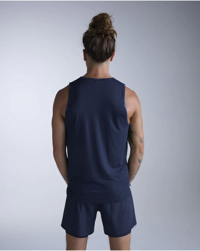 2XU Men's Aero Mesh Tank - Midnight Marble/Silver Reflective