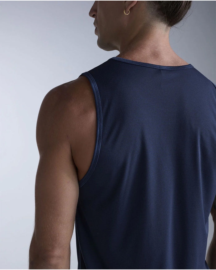2XU Men's Aero Mesh Tank - Midnight Marble/Silver Reflective