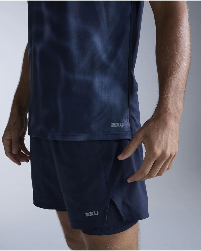 2XU Men's Aero Mesh Tank - Midnight Marble/Silver Reflective