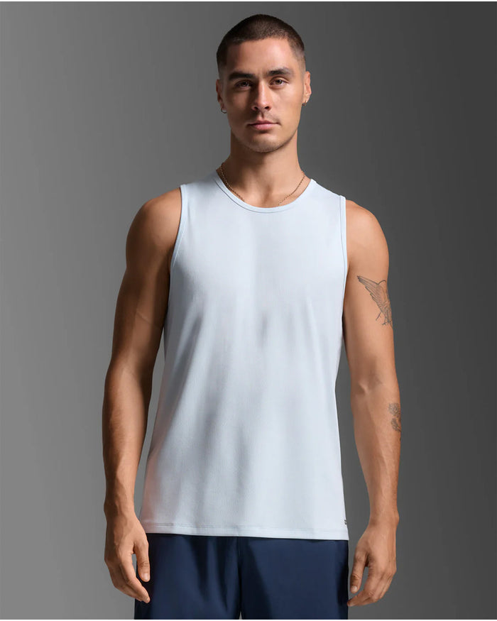 2XU Men's Aero Mesh Tank - Moonstone/Black Reflective