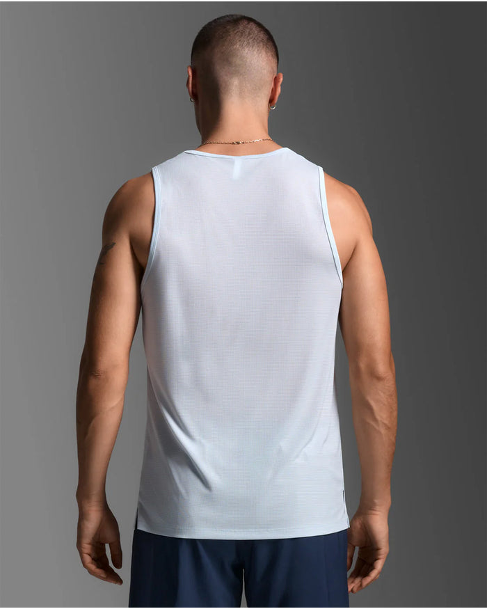 2XU Men's Aero Mesh Tank - Moonstone/Black Reflective
