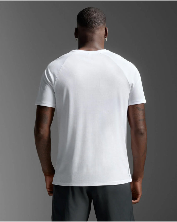 2XU Men's Aero Mesh Tee - White/Silver Reflective