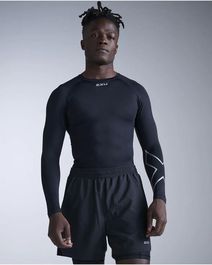 2XU Men's Core Compression Long Sleeve - Black/Silver