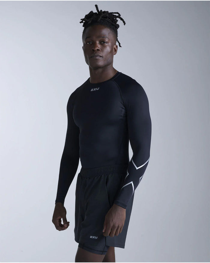 2XU Men's Core Compression Long Sleeve - Black/Silver