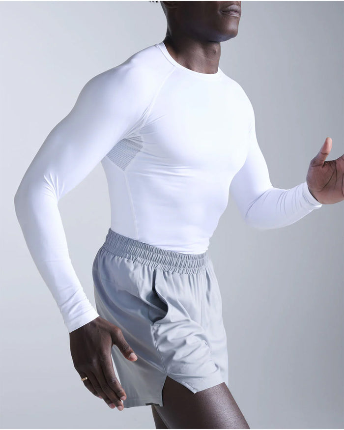 2XU Men's Core Compression Long Sleeve - White/White