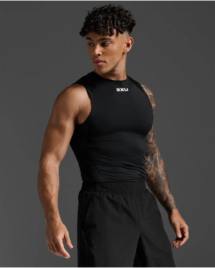 2XU Men's Core Compression Sleeveless - Black/Silver