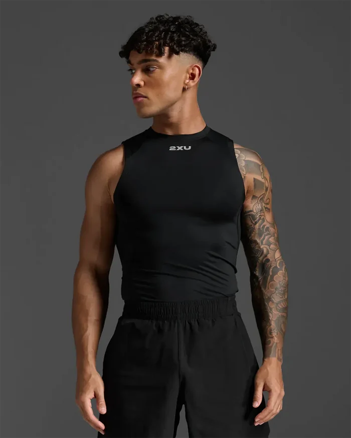 2XU Men's Core Compression Sleeveless - Black/Silver