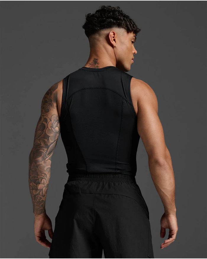 2XU Men's Core Compression Sleeveless - Black/Silver