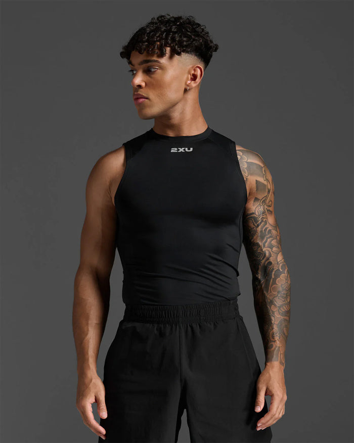 2XU Men's Core Compression Sleeveless - Black/Silver