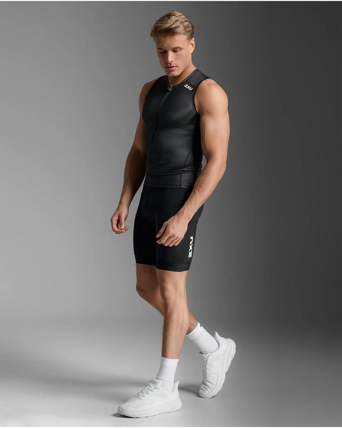 2XU Men's Core Tri Tank - Black/White