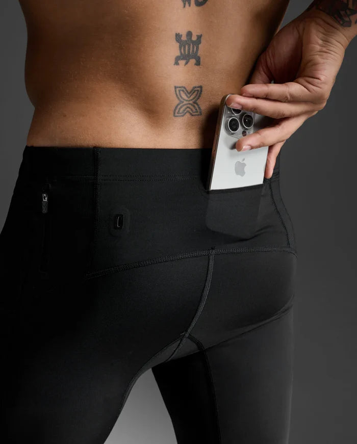 2XU Men's Light Speed Compression Tights - Black/Gold Reflective
