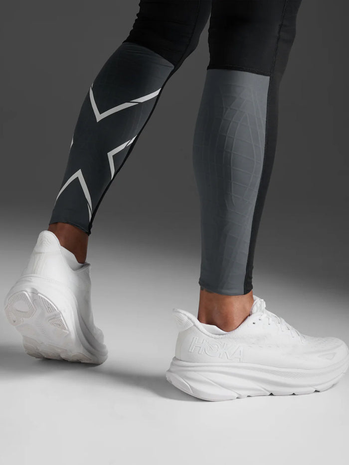 2XU Men's Light Speed React Comp Tights - Black/White Reflective