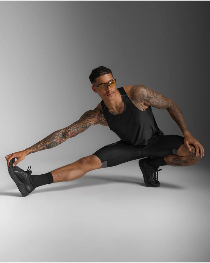 2XU Men's Light Speed React Singlet - Black/Black Reflective