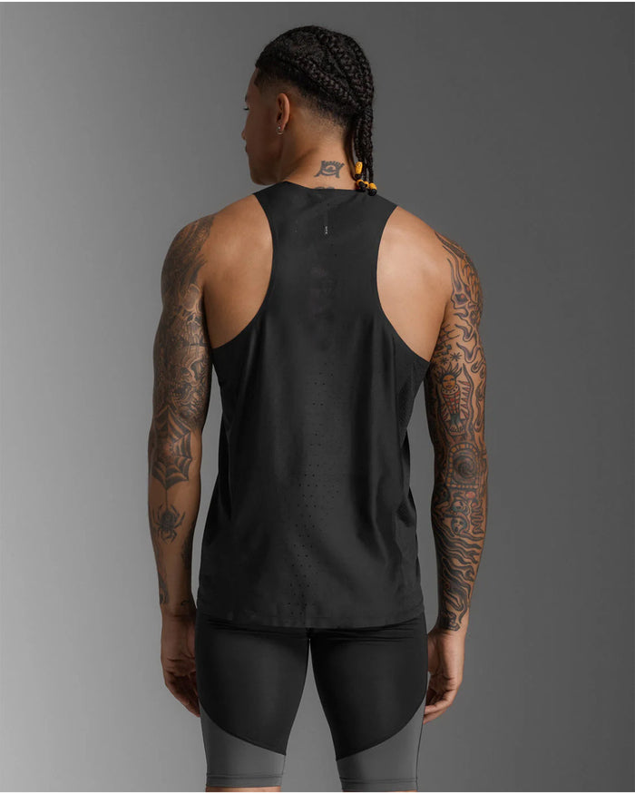 2XU Men's Light Speed React Singlet - Black/Black Reflective