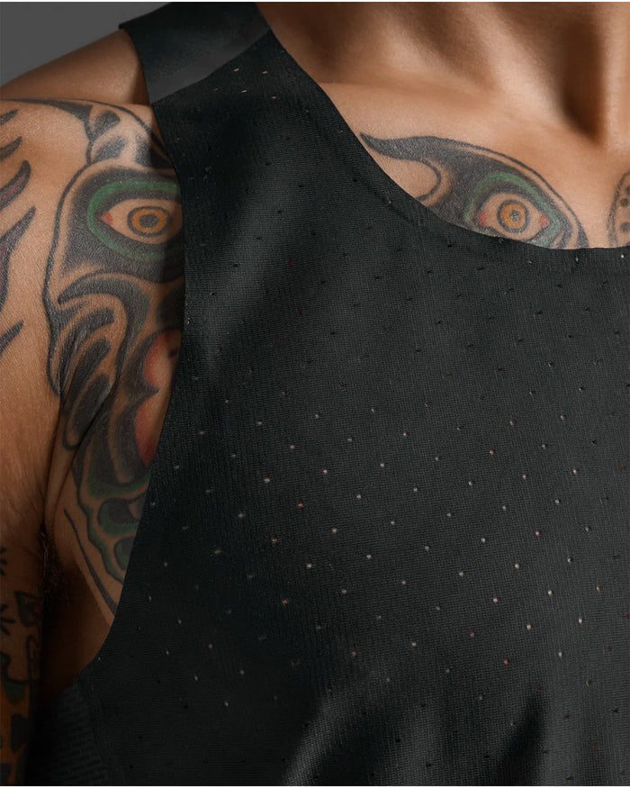 2XU Men's Light Speed React Singlet - Black/Black Reflective