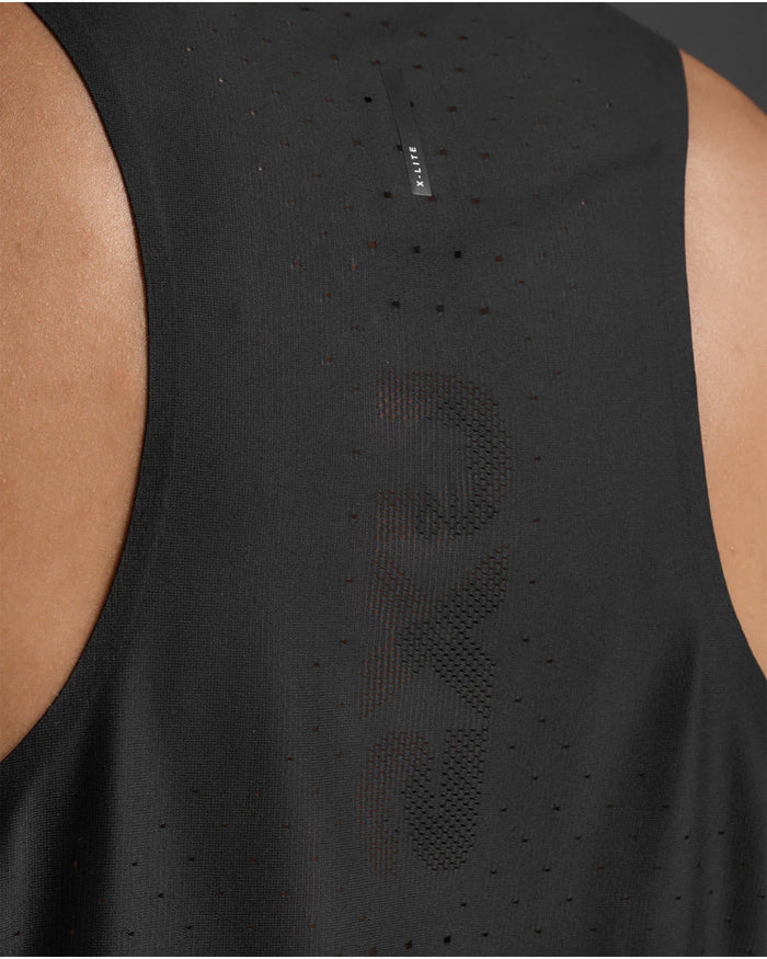 2XU Men's Light Speed React Singlet - Black/Black Reflective