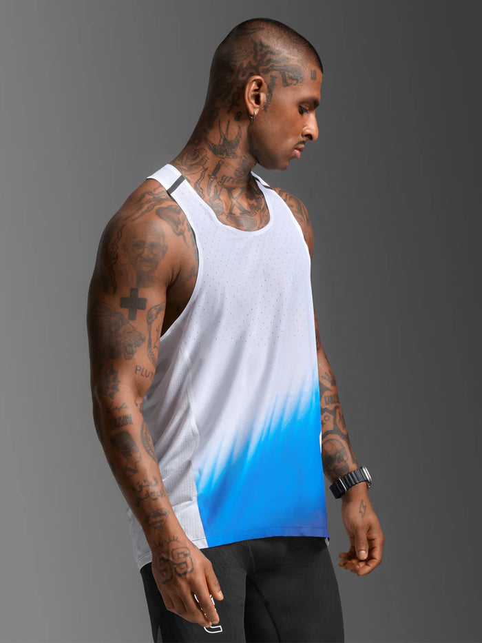 2XU Men's Light Speed React Singlet - Blue Gradient/Black Reflective