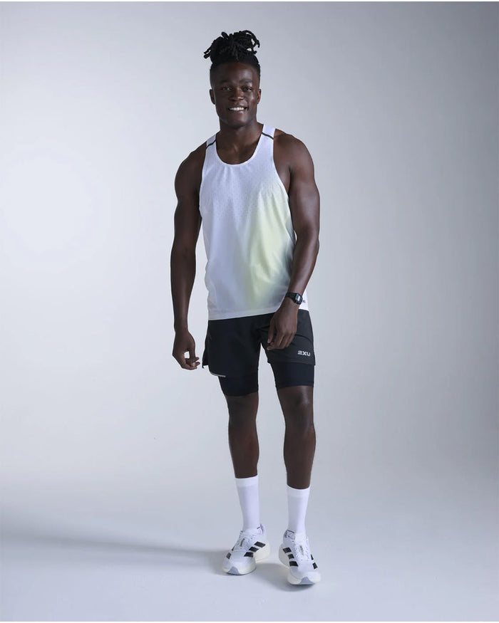 2XU Men's Light Speed React Singlet - Cool Matcha Mist/Black Reflective
