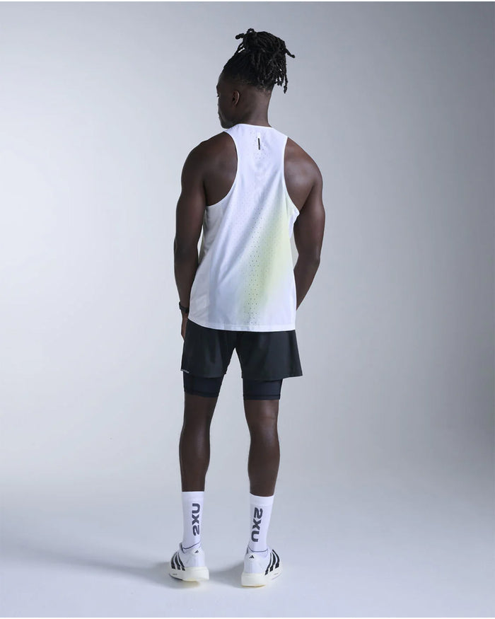 2XU Men's Light Speed React Singlet - Cool Matcha Mist/Black Reflective