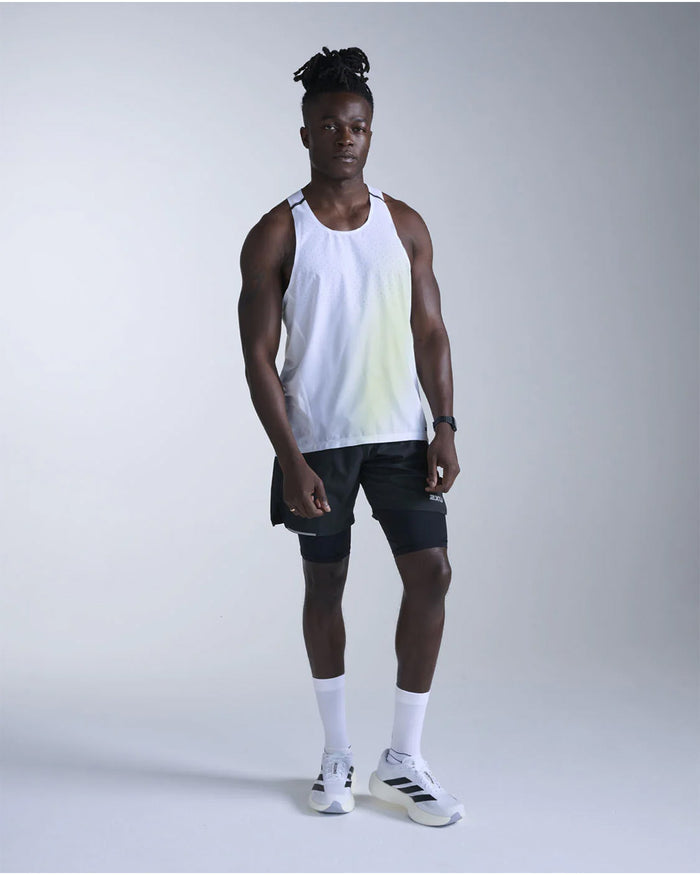 2XU Men's Light Speed React Singlet - Cool Matcha Mist/Black Reflective