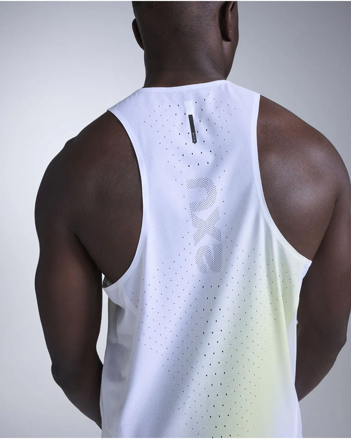 2XU Men's Light Speed React Singlet - Cool Matcha Mist/Black Reflective