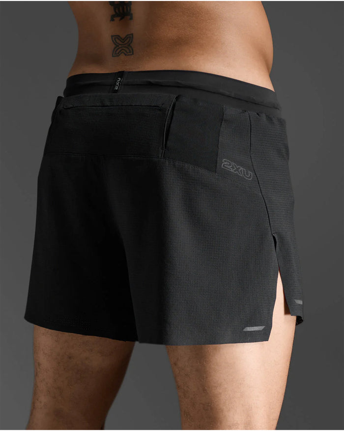 2XU Men's Light Speed Stash 5inch Shorts - Black/Black Reflective