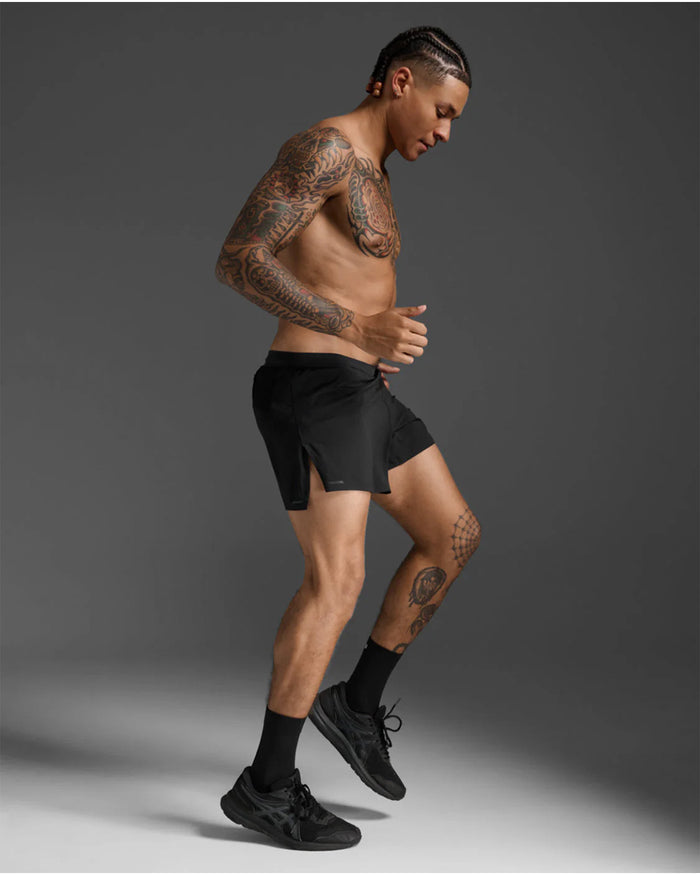 2XU Men's Light Speed Stash 5inch Shorts - Black/Black Reflective