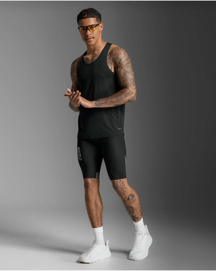 2XU Men's Light Speed Tech Singlet - Black/Black Reflective