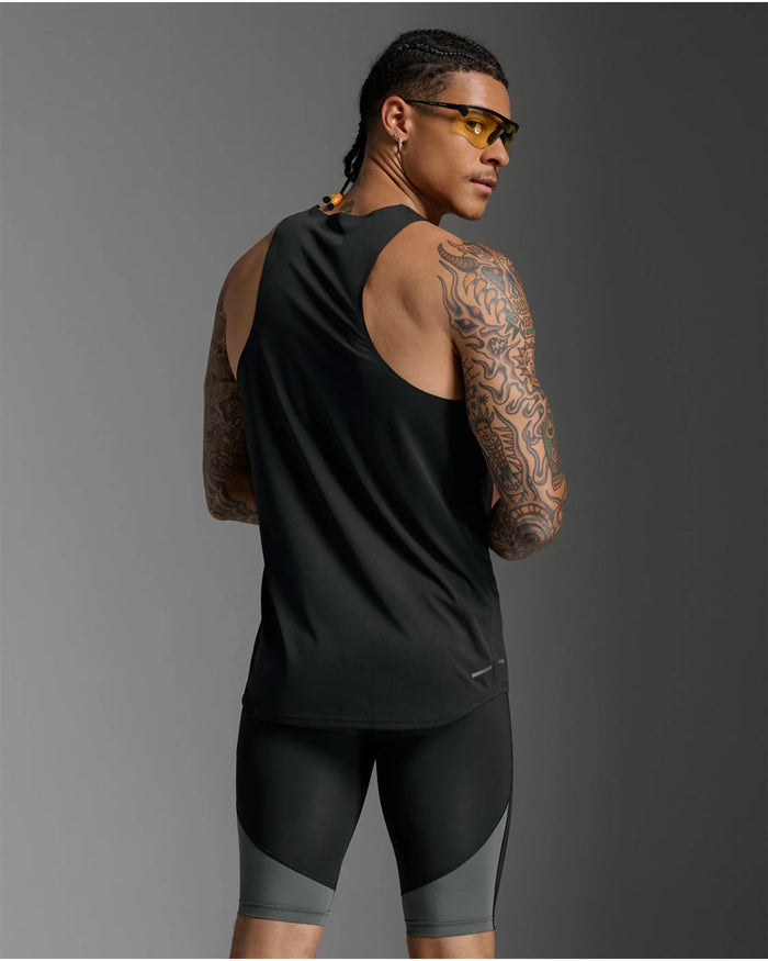 2XU Men's Light Speed Tech Singlet - Black/Black Reflective
