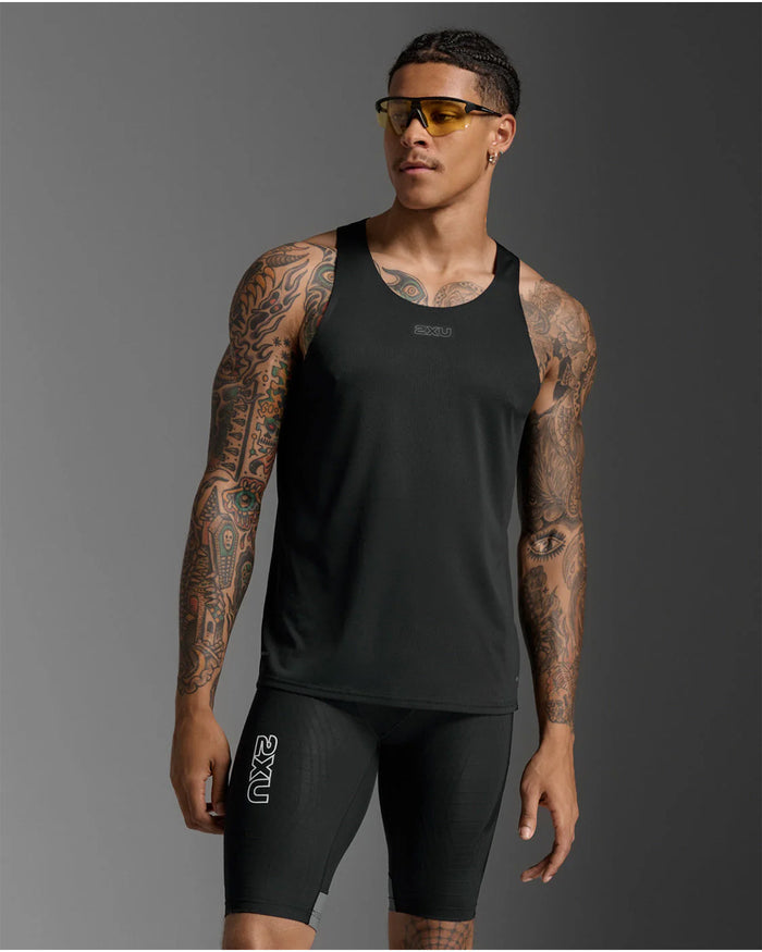 2XU Men's Light Speed Tech Singlet - Black/Black Reflective