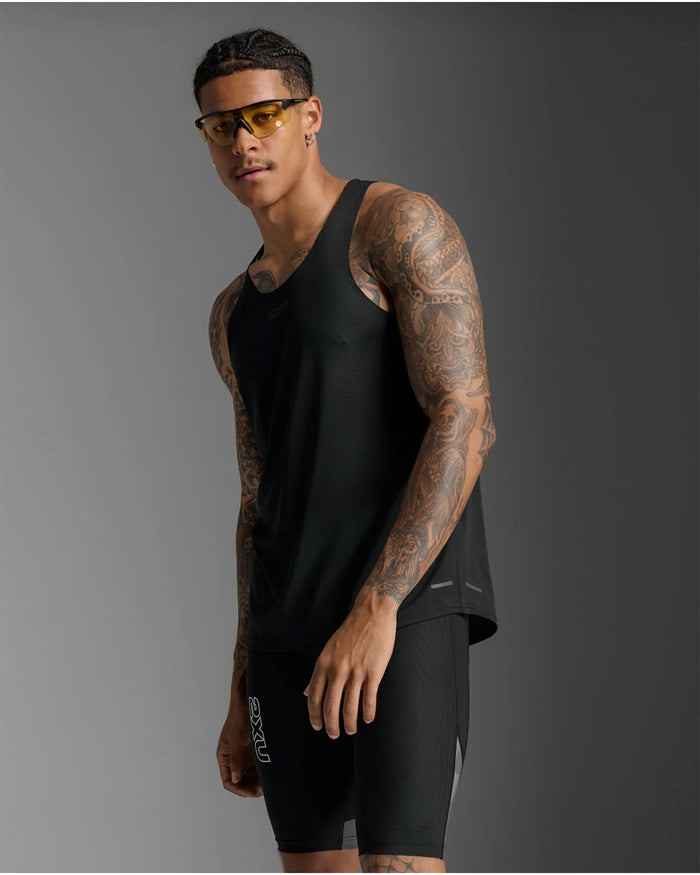 2XU Men's Light Speed Tech Singlet - Black/Black Reflective
