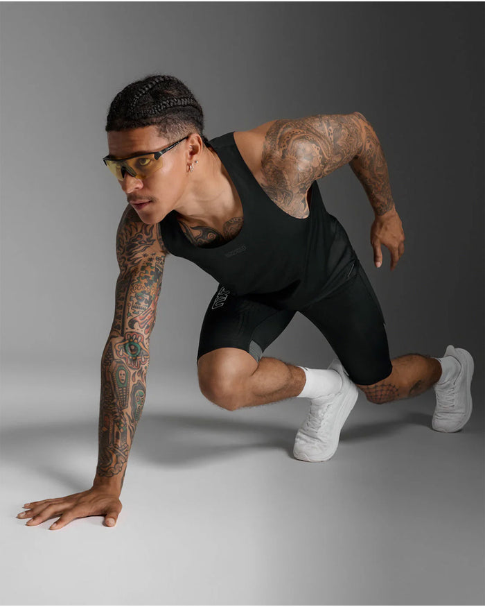 2XU Men's Light Speed Tech Singlet - Black/Black Reflective