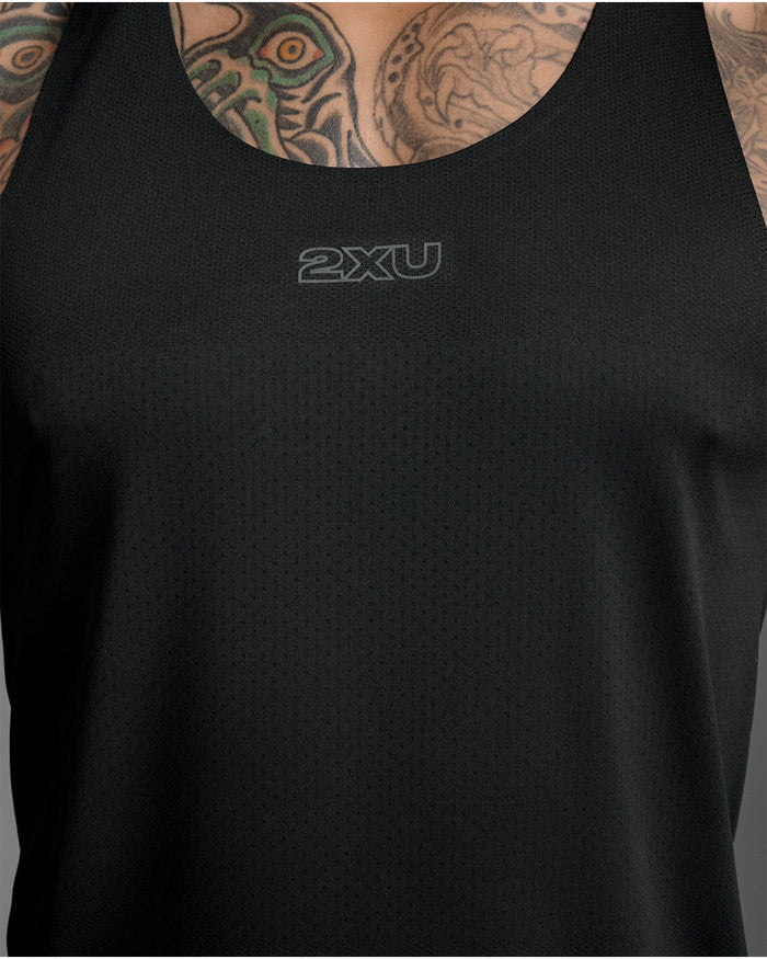 2XU Men's Light Speed Tech Singlet - Black/Black Reflective
